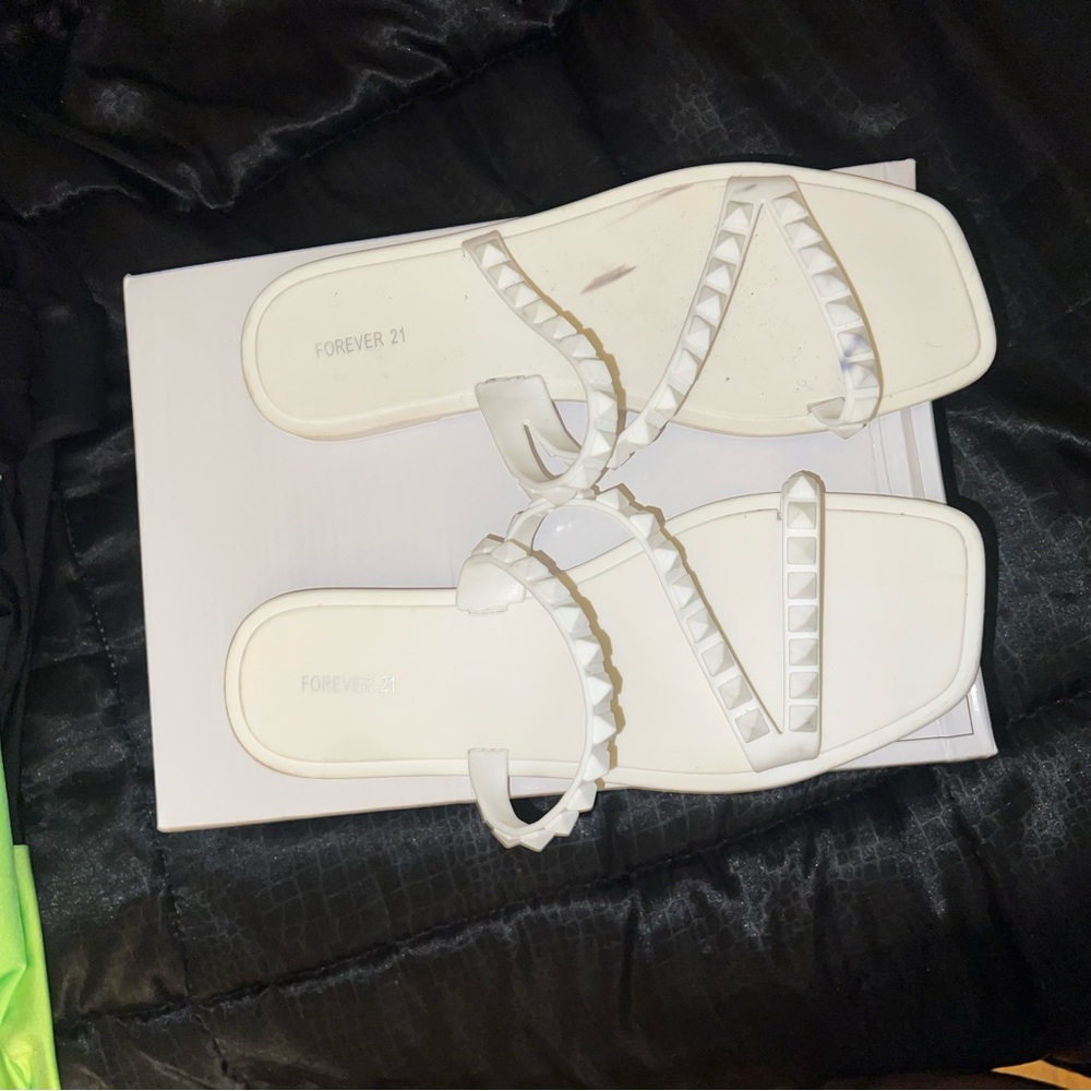 Forever 21 White Studded Sandals